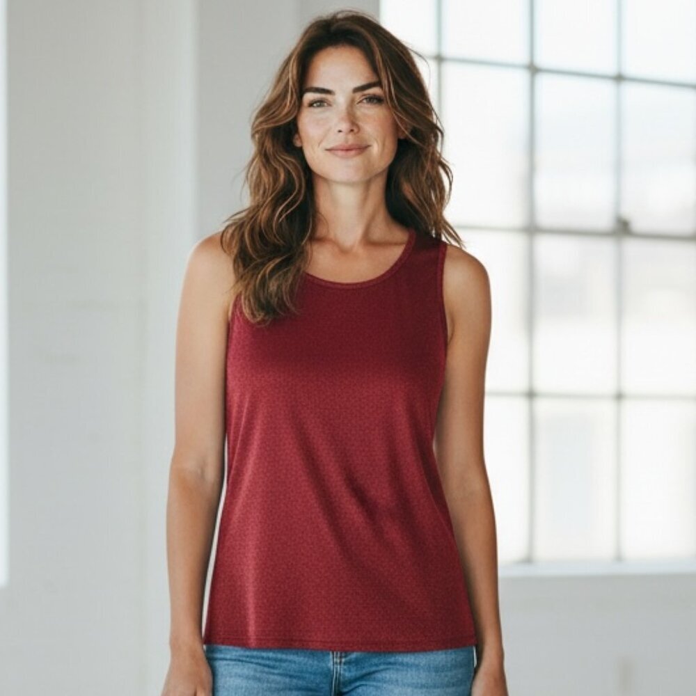 Citiknits Sleeveless Travel Knit Tank Top Petite Sz XS Red #69H